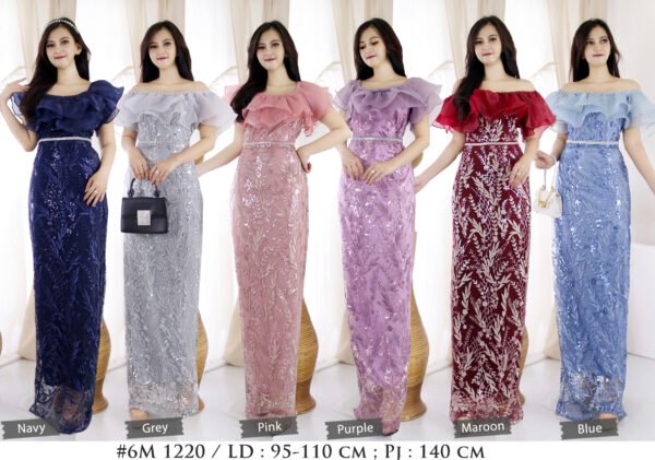 6pcs 6M1220D Long Dress Sabrina