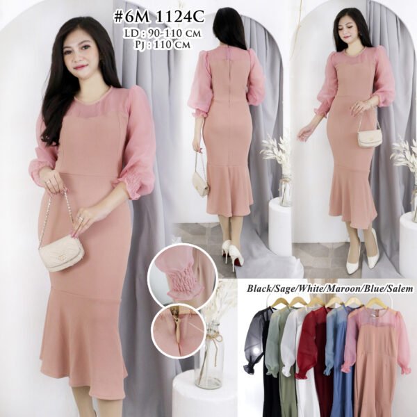 6pcs 6M1124D Dress Midi Organza