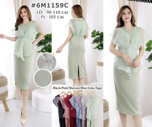 6pcs 6M1159C Dress Midi