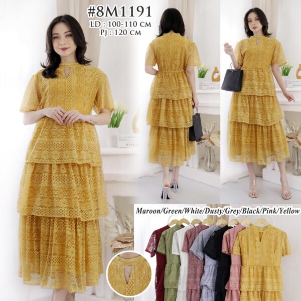 8pcs 8M1191 Dress Midi Brukat A-line