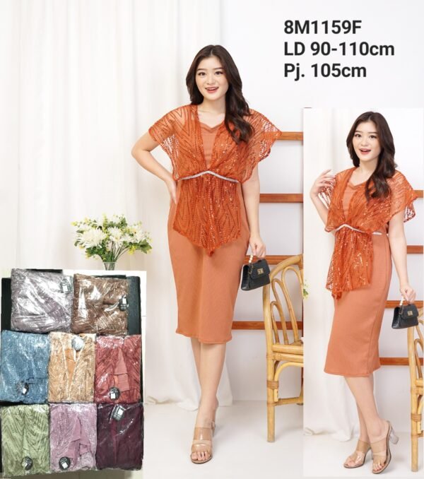 8pcs 8M1159F Dress Midi