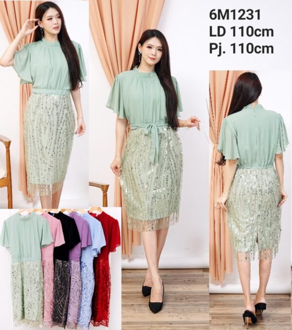 6pcs 6M1231 Dress Midi Span