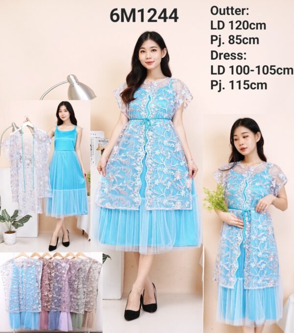 6pcs 6M1244 Setelan Dress Outter