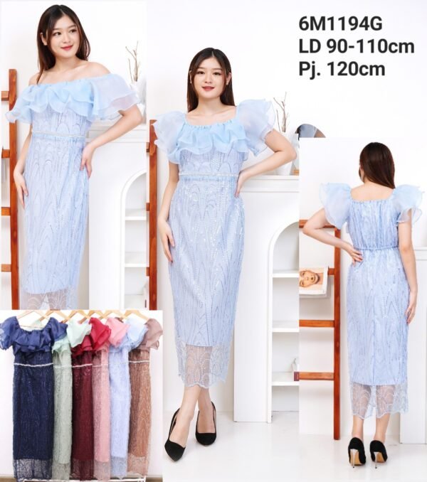 6pcs 6M1194G Dress Midi Sabrina