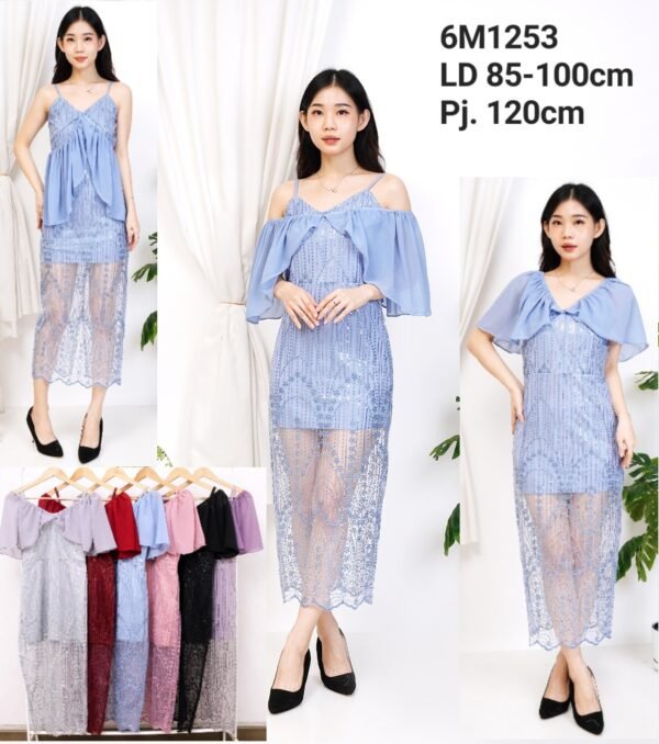 6pcs 6M1253 Dress Midi 3 mode