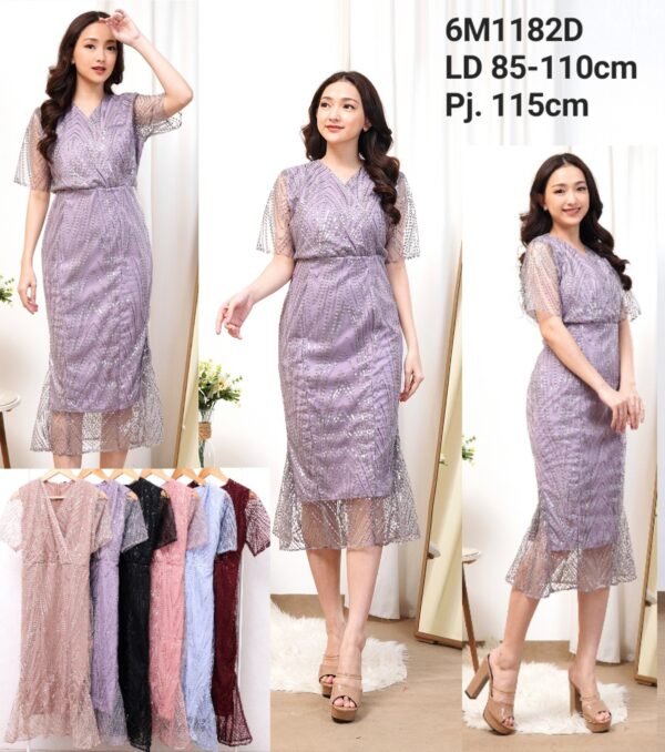 6pcs 6M1182D Dress Midi Kimono
