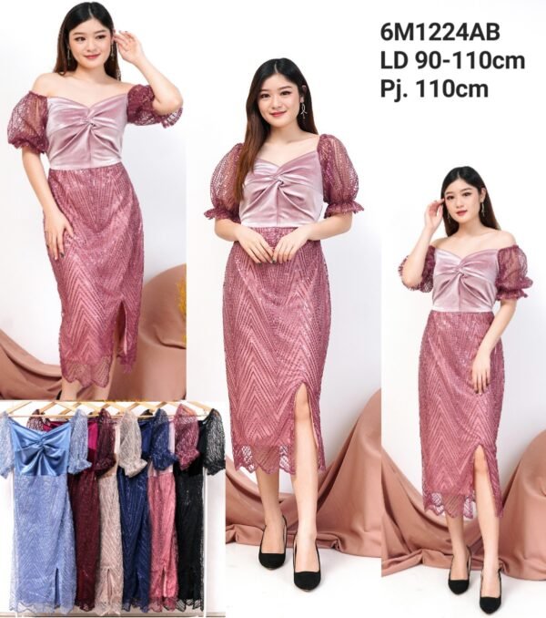 6pcs 6M1224AB Dress Midi