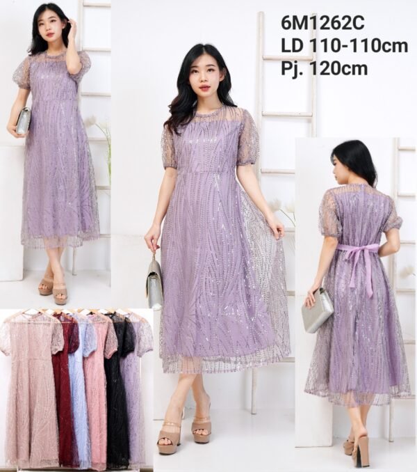 6pcs 6M1262C Dress Midi