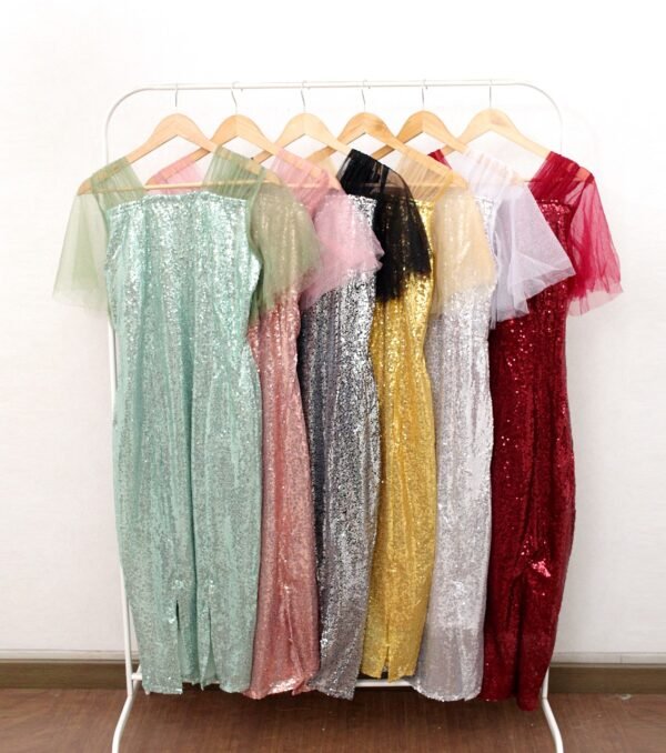 6pcs 6M1181 Dress Midi Tulle Span - Gambar 4