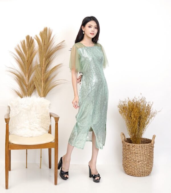 6pcs 6M1181 Dress Midi Tulle Span - Gambar 2