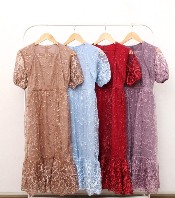 8pcs 8M1190 Dress Midi A-line - Gambar 3