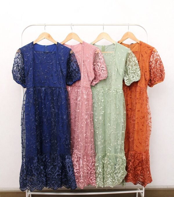 8pcs 8M1190 Dress Midi A-line - Gambar 2
