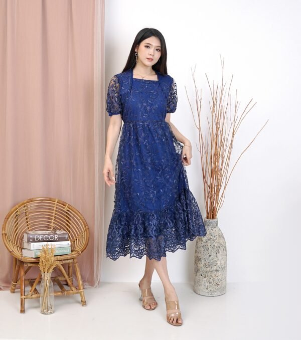 8pcs 8M1190 Dress Midi A-line - Gambar 5