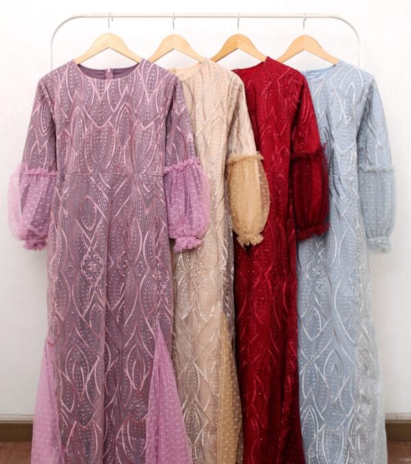 8pcs 8M1199 Gamis Tulle - Gambar 6