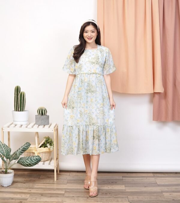 4pcs M1190A Dress Midi Bunga - Gambar 4