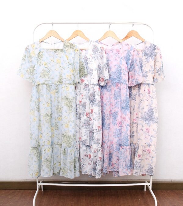 4pcs M1190A Dress Midi Bunga - Gambar 5