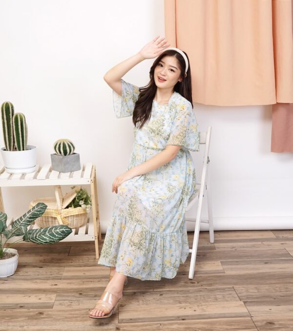 4pcs M1190A Dress Midi Bunga - Gambar 3