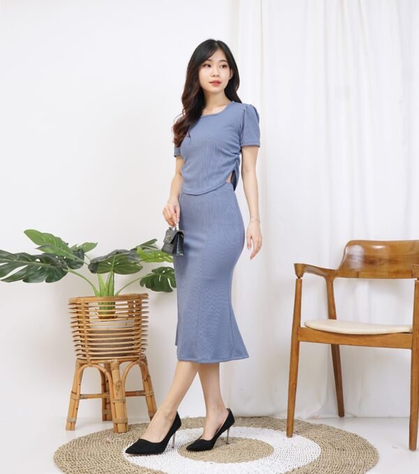 8pcs 8M1221A Setelan Rok Midi - Gambar 3