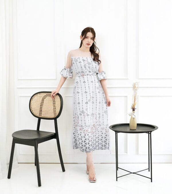 4pcs M1238 Long Dress A-line - Gambar 4