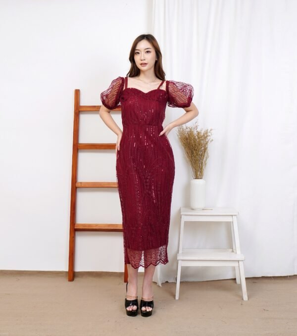 6pcs 6M1252 Dress Midi - Gambar 5