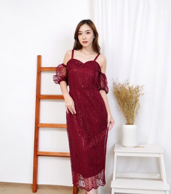 6pcs 6M1252 Dress Midi - Gambar 4