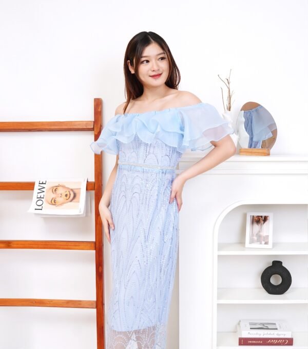 6pcs 6M1194G Dress Midi Sabrina - Gambar 5