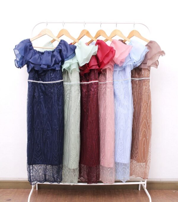 6pcs 6M1194G Dress Midi Sabrina - Gambar 3