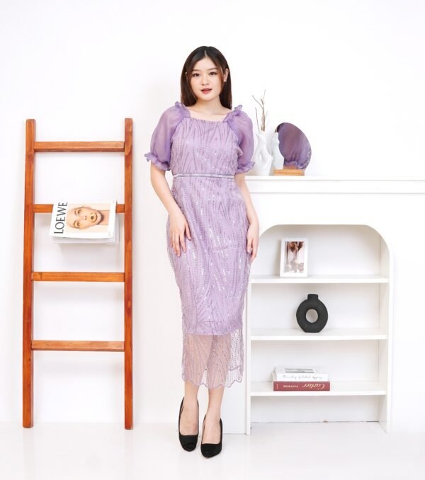 6pcs 6M1164N Dress Midi - Gambar 4