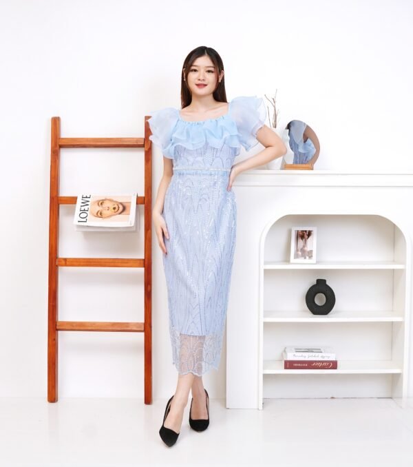 6pcs 6M1194G Dress Midi Sabrina - Gambar 2
