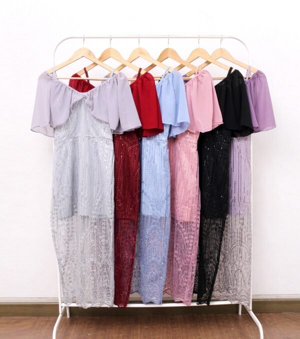 6pcs 6M1253 Dress Midi 3 mode - Gambar 2
