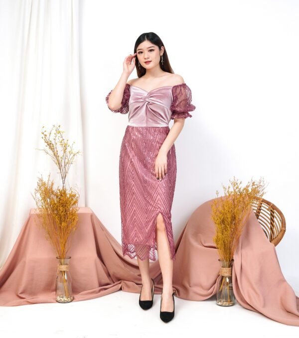 6pcs 6M1224AB Dress Midi - Gambar 4