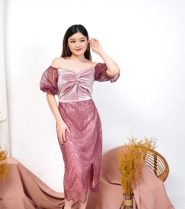 6pcs 6M1224AB Dress Midi - Gambar 3