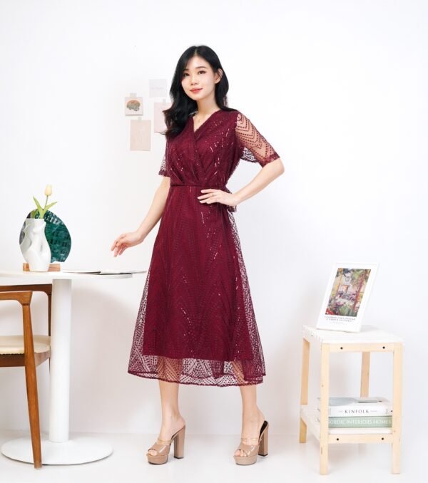 6pcs 6M1267A Dress Midi - Gambar 3