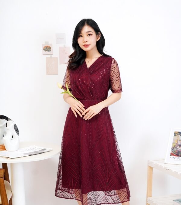 6pcs 6M1267A Dress Midi - Gambar 4