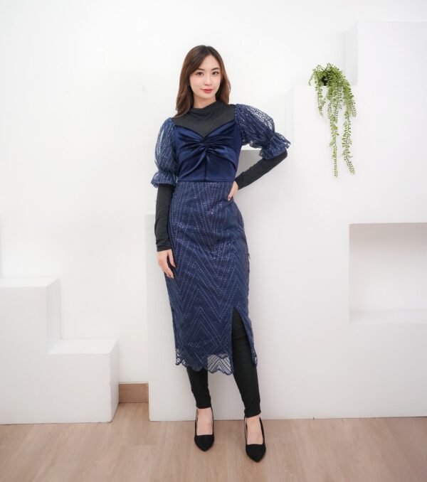 6pcs 6M1224AB Dress Midi - Gambar 7