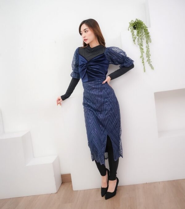 6pcs 6M1224AB Dress Midi - Gambar 8