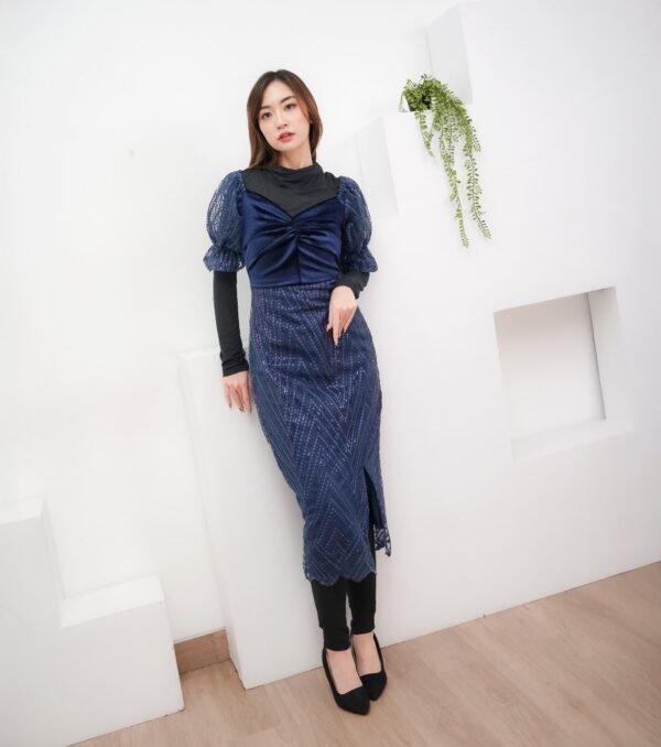 6pcs 6M1224AB Dress Midi - Gambar 9