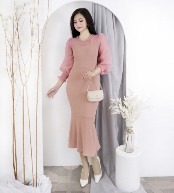 6pcs 6M1124D Dress Midi Organza - Gambar 4