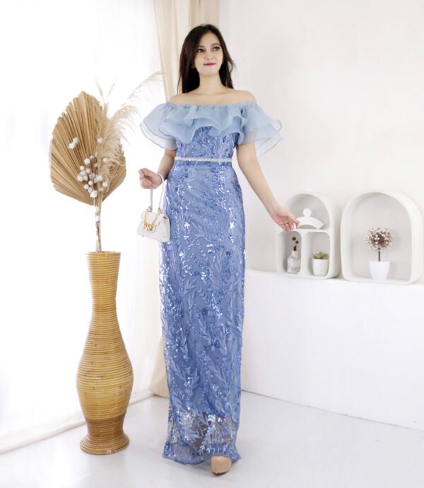 6pcs 6M1220D Long Dress Sabrina - Gambar 5