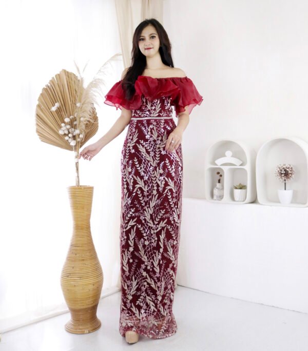 6pcs 6M1220D Long Dress Sabrina - Gambar 4