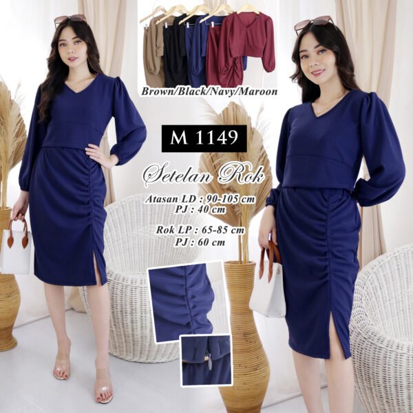 4pcs M1149 Setelan Rok Midi