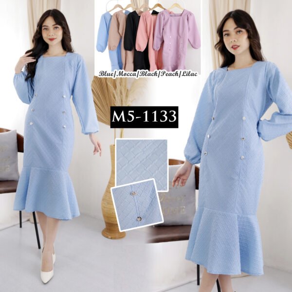 5pcs 5M1133 Dress Midi Emboss