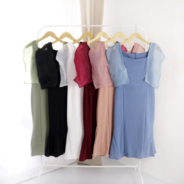 6pcs 6M1185 Dress Midi Organza - Gambar 5
