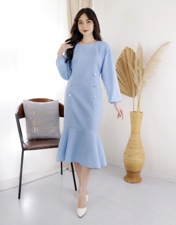 5pcs 5M1133 Dress Midi Emboss - Gambar 3