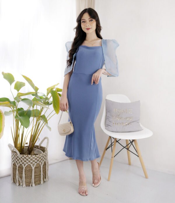 6pcs 6M1185 Dress Midi Organza - Gambar 4