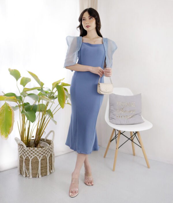 6pcs 6M1185 Dress Midi Organza - Gambar 3