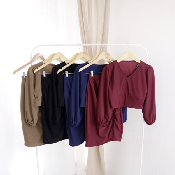 4pcs M1149 Setelan Rok Midi - Gambar 4