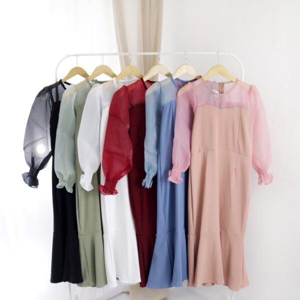 6pcs 6M1124D Dress Midi Organza - Gambar 3