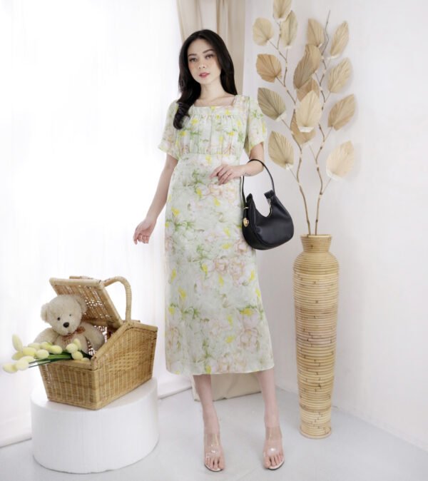 4pcs M1213 Dress Midi Bunga - Gambar 4