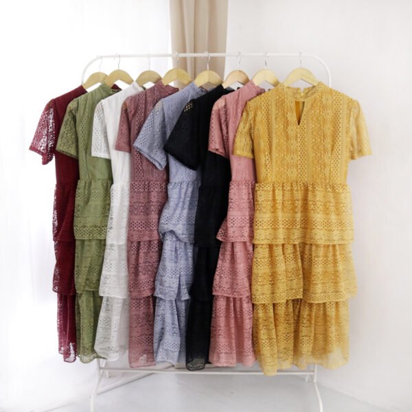 8pcs 8M1191 Dress Midi Brukat A-line - Gambar 5